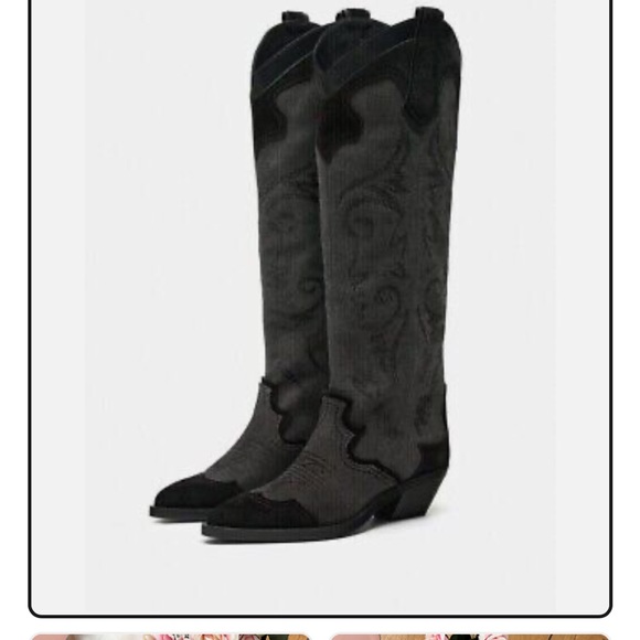 ZARA HEELED EMBROIDERED
COWBOY BOOTS BLACK - Picture 2 of 2